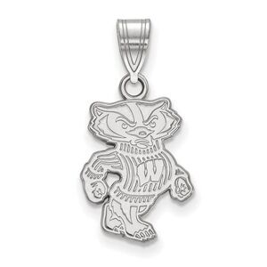 14k White Gold U. of Wisconsin Medium Badgers Pendant